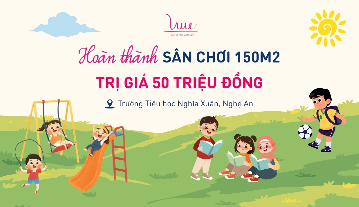 Hoàn thành sân chơi rộng 150m² trị giá hơn 50 triệu đồng cho học sinh tại Trường Tiểu học Nghĩa Xuân, Nghệ An